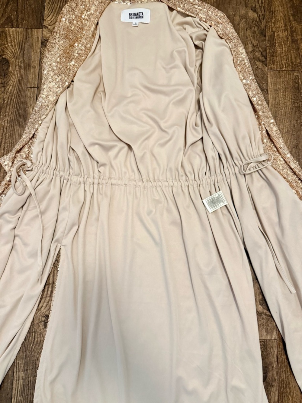 BB Dakota Steve Madden Show Stopper Rose Gold Sequin Duster Cardigan Small - Picture 9 of 10